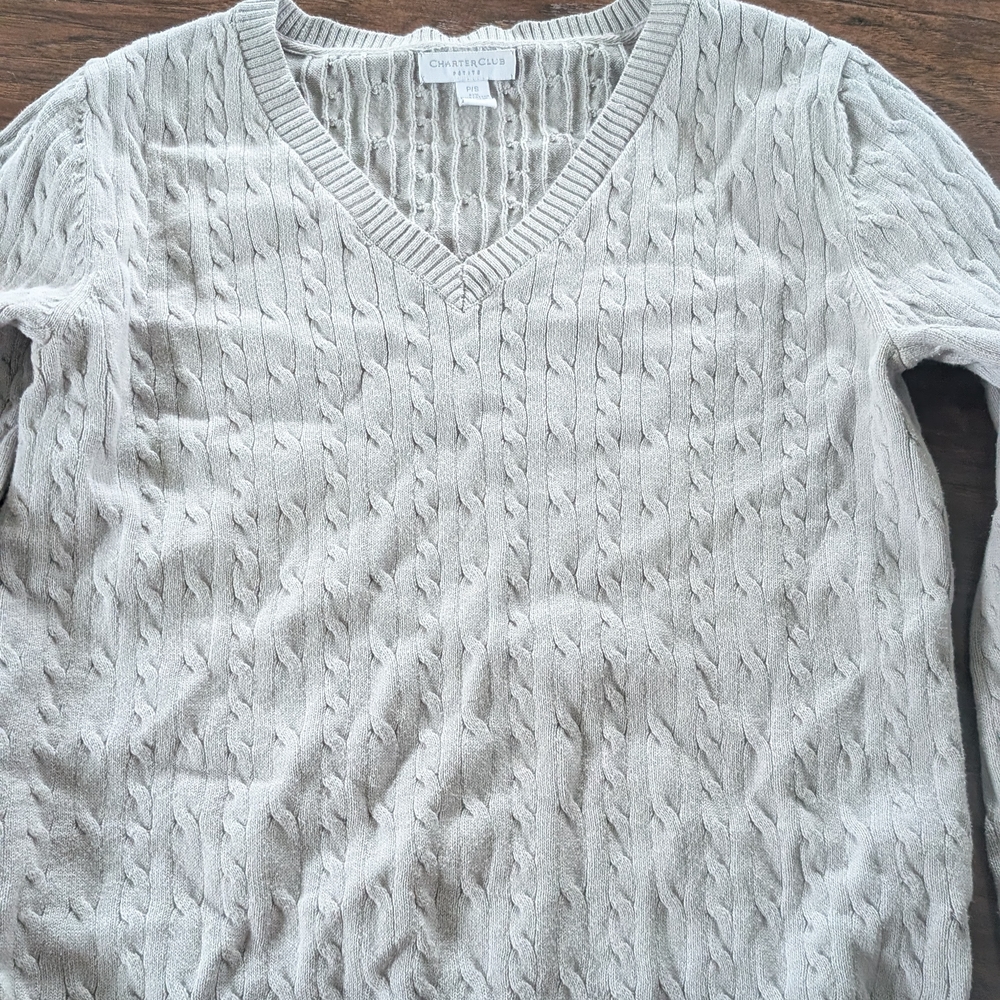 Charter Club Gray Cable Knit Sweater